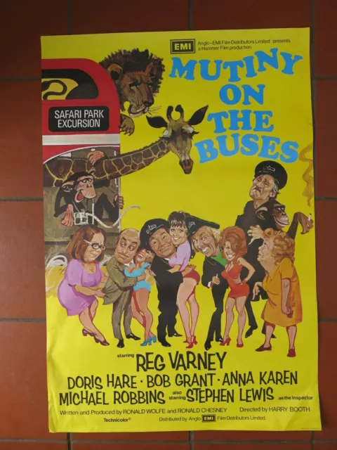 MUTINY ON THE BUSES 1972 Original British Film Movie Poster REG VARNEY ...