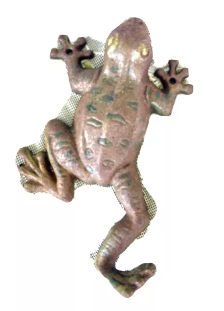 Cast Iron Vintage FROG Coat Hooks Hat Hook Rack Towel TOAD 7" jewelry holder