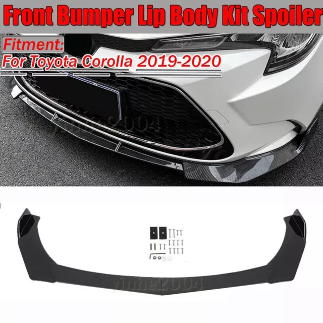 Gloss Black Front Bumper Lip Splitter Spoiler For 01-21 Toyota Corolla Hatchback