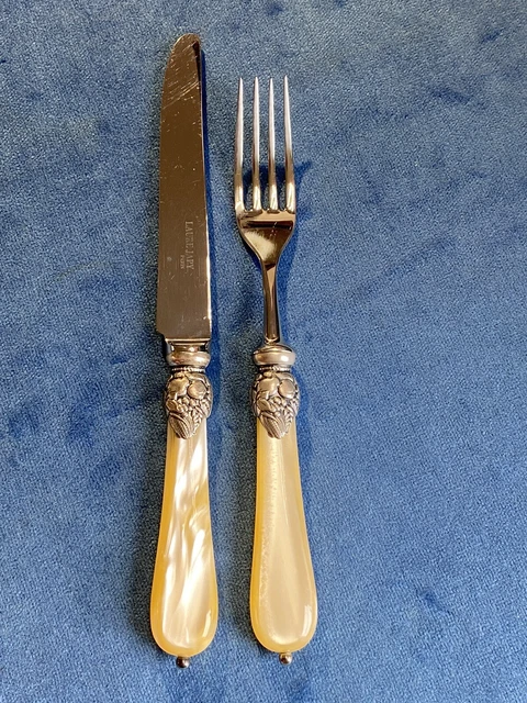 Vintage LAURE JAPY silverware Stainless FORK & KNIFE set 2 piece lot