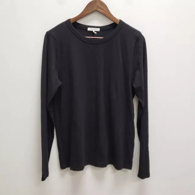 Rag & Bone Womens Long Sleeve T Shirt Size L Black Crew Neck Pullover Minimalist