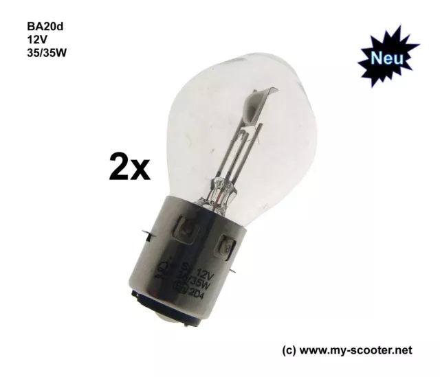 2x Glühlampe Glühbirne Birne Lampe Scheinwerfer  Ba20d    12V   35/35 Watt