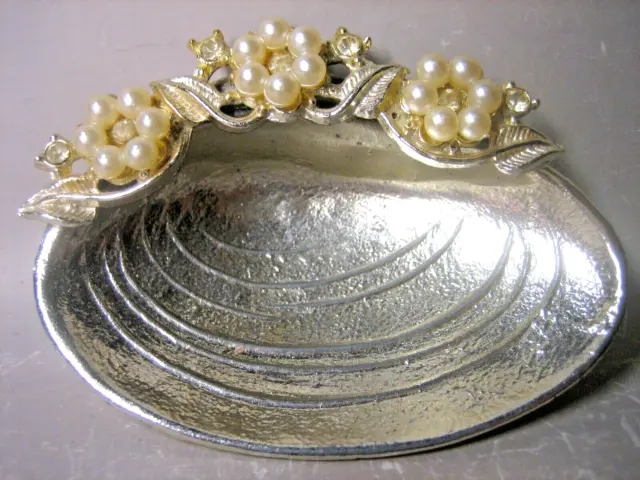 Hand made shell shaped miniature metal ashtray / decorative bowl