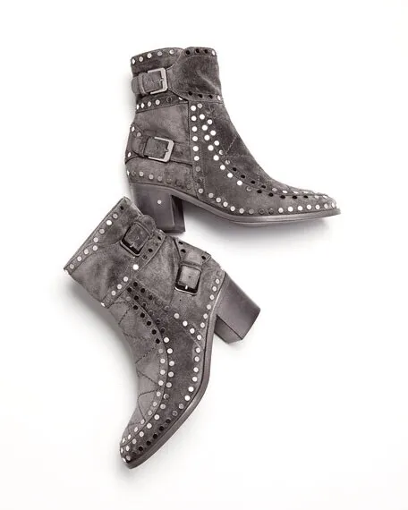 Laurence Dacade Gatsby Studded Ankle Boots Gray Suede Leather Italy 37.5 $1375 2