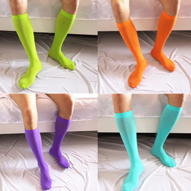 Mens-Comfy Sexy Silk Stockings Ultra Thin Stretchy Knee High Long Socks Hoisery