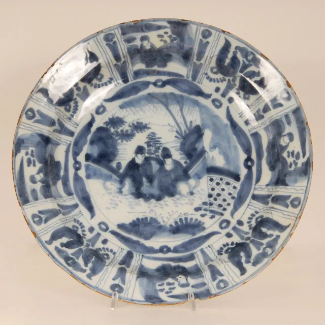 17th Century Delft Dish Blue White Dutch Delftware Chinoiserie Wanli Charger