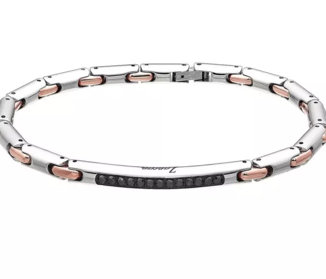 Zancan Bracciale Uomo in Argento EHB073 spinelli neri e pvd oro rosa