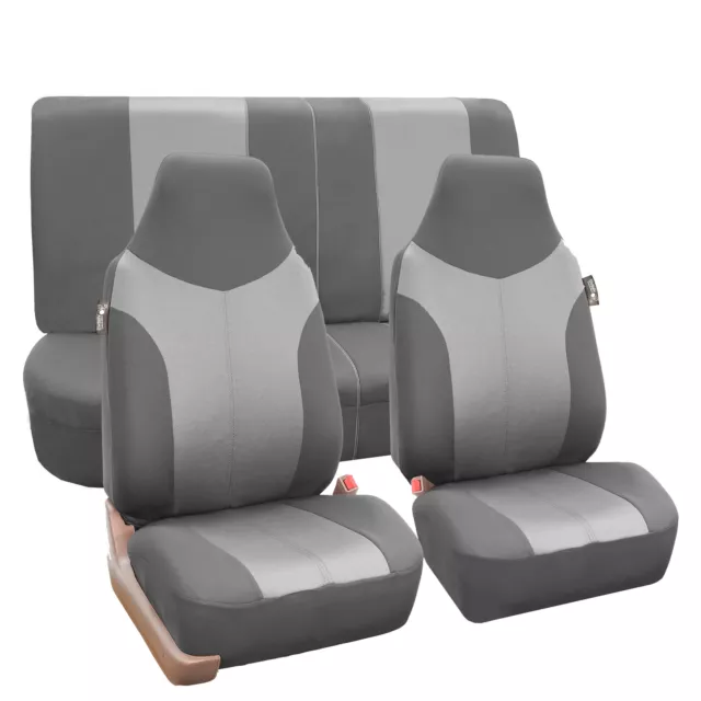 Highback Universal Seat Cover Full Set For Auto Car SUV 2 Tone Gray