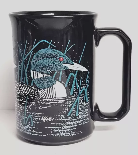 BARA-QU-DA "TAMS - MADE IN ENGLAND" Black & Teal, Loons & Cat Tails Coffee Cup!