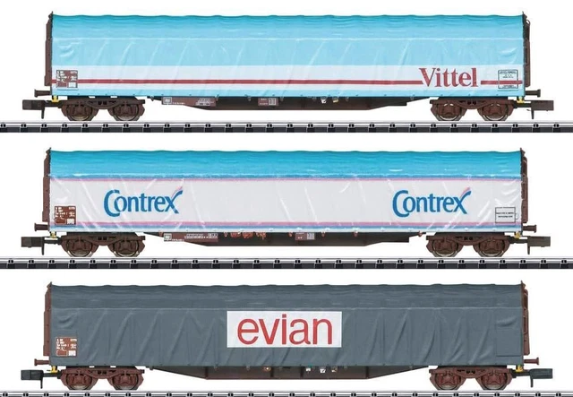 Coffret de 2 wagons trémies, SNCF avec parois rondes et plates, livrée