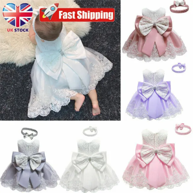 Kids Girls Baby Flower Bow Princess Tutu Dress Birthday Party Wedding Bridesmaid