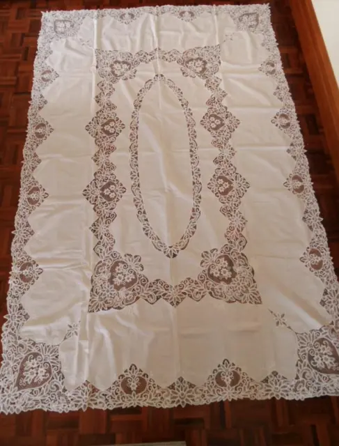 Vintage white battenburg battenberg Lace Tablecloth High Tea 255cm x 163cm