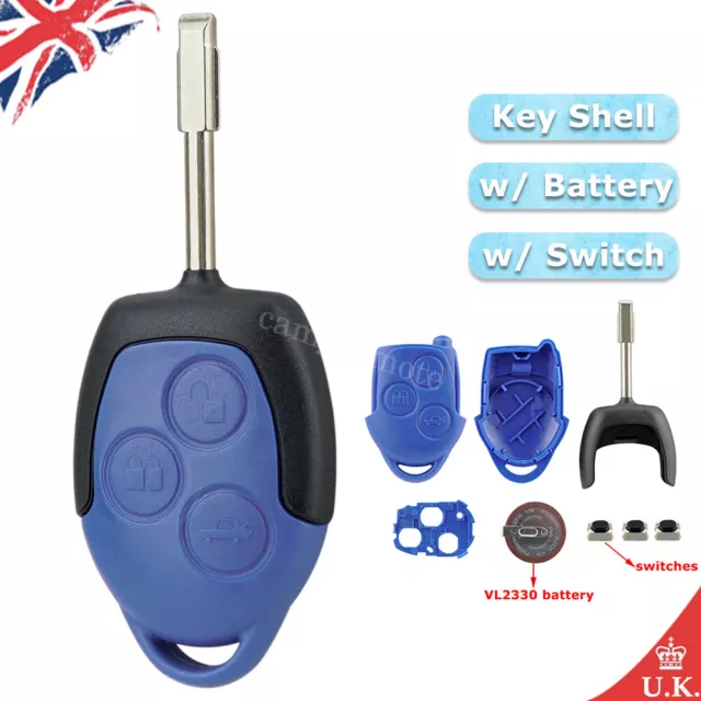 Remote Key Fob Case 3B VL2330 Battery For Ford Transit Connect MK7 Van 2006-2014