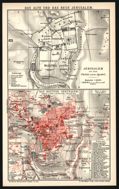 Stadtplan anno 1906 - Jerusalem Altstadt Felsendom Klagemauer UNESCO Welterbe