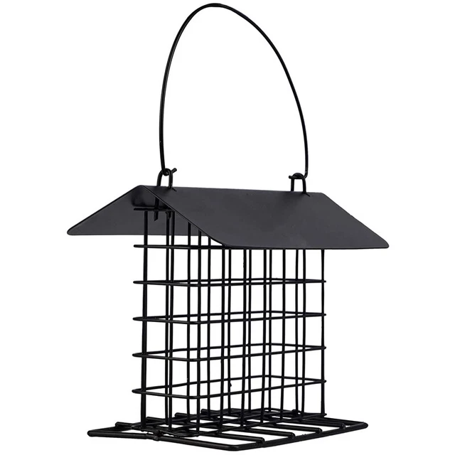 Outdoor Wild Bird Feeder, Black Small Hanging with Metal, Rainproof Squirrel-Pr