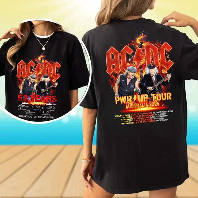 T-shirt Officiel ACDC 50 Years - Taille M - Noir - Coton - Occasion Parfait état