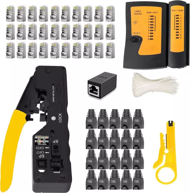 LUBEIN RJ45 Set di utensili da crimpatura Cat5/Cat5e/Cat6 per crimpatrice RJ11/RJ12