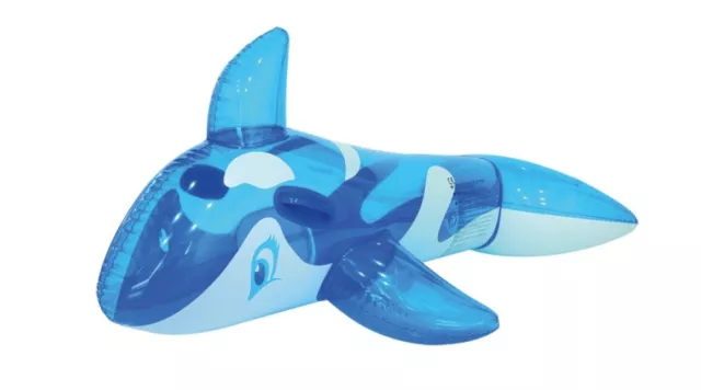 Summer Swim Pool Beach Inflatable Blue Whale Rider Water Float 57" x 31"