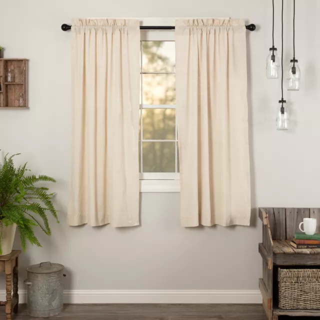 Farmhouse 63"x36" Panel Pair Creme Rod Pocket Simple Window Curtains VHC Brands