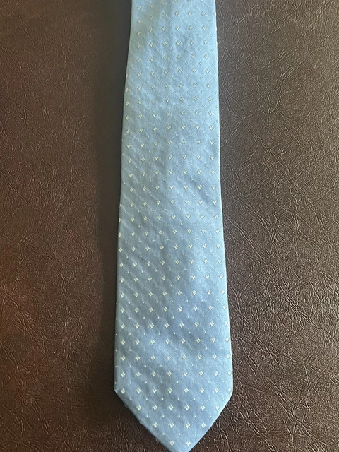 Valentino Brand Men's Light Blue Geometric Silk 100% Neck Tie - Made in Italy