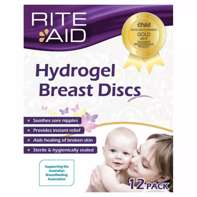 Rite Aid Hydrogel Hydro gel BREAST DISCS PADS 12 PACK breastfeeding pads