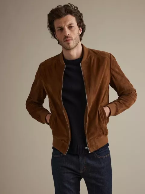 Veste en cuir suédé marron hommes Bomber/vol taille XS SML XL XXL sur mesure