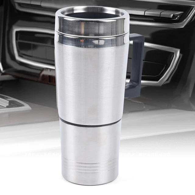 12V Auto Heated Travel Mug Wit Power Charger Stainless-Steel Coffee Tea Cup