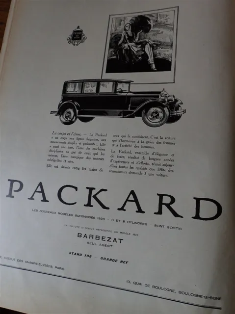 PACKARD automobile chez BARBEZAT publicité papier ILLUSTRATION AUTO 1927 col