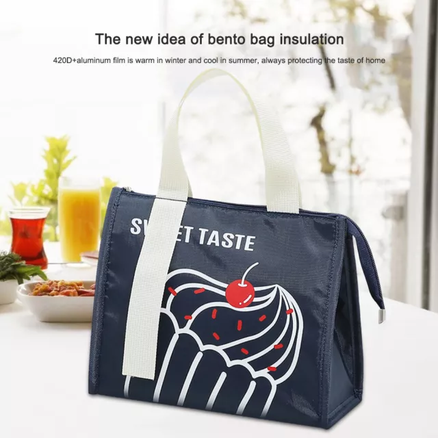 Bolsas portátiles triangulares de picnic película de aluminio bolsa térmica caja de almuerzo (azul marino)