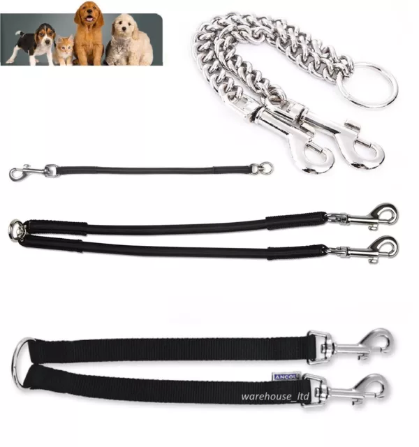 Ancol Bungee Dog Lead Extension Coupleur Chaîne Coupleur Double Twin Dog Walking Lead