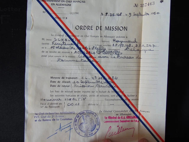 Ordre De Mission Vierge FFI De L'Aube - 1944 - Document Original WW2