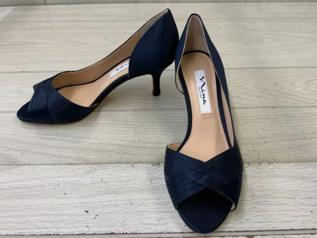 Nina Contesa Peep Toe Pump, Women's Size 6 W, Navy MSRP $89