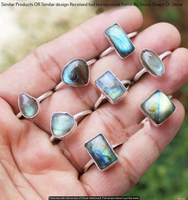 Labradorite 5 Piece Wholesale Ring Lots 925 Sterling Silver Ring NRL-411