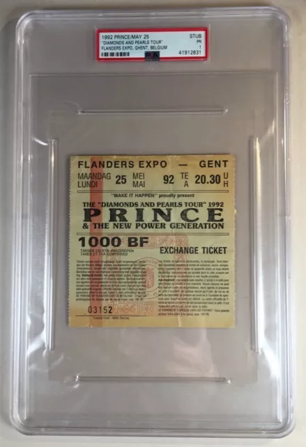 1992 Prince Diamonds and Pearls Tour Ticket Gent Belgien PSA 1