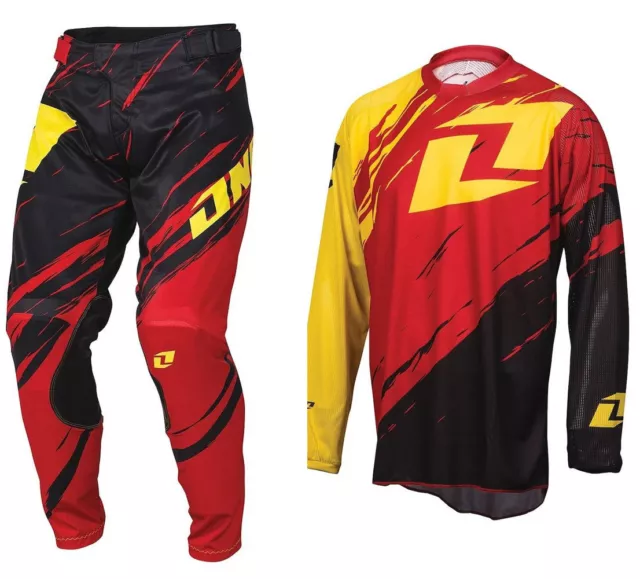 One Industries Set Vapor Lite Motocross Seite Schlag Rot Schwarz Hose Jersey