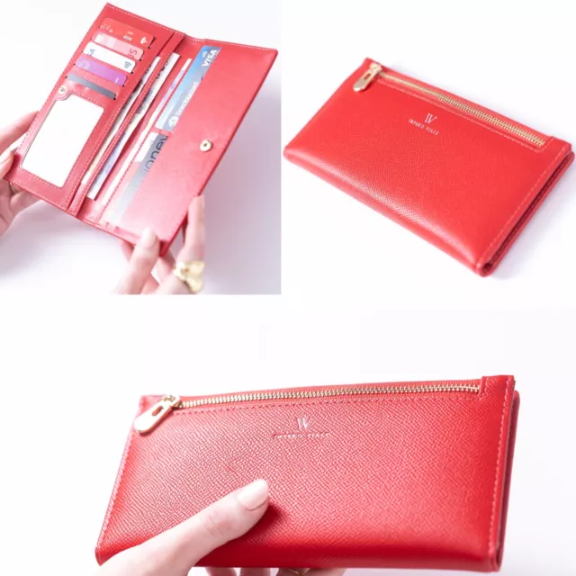 Scarlet Red Slim Purse - Soft Vegan Leather