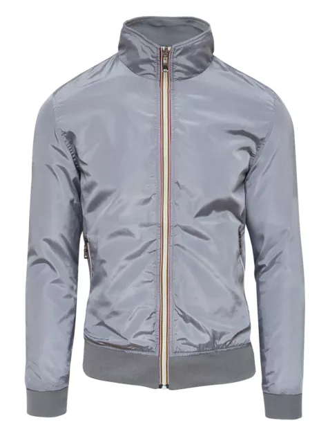 Giubbotto Giacca Uomo Casual Grigio Slim Fit Estivo Giubbino Moto Impermeabile