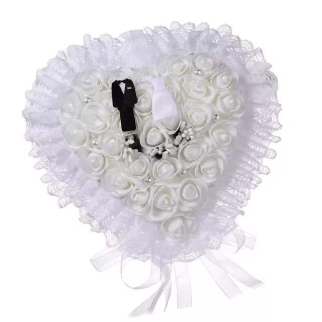 Ehering Braut Bräutigam Anzug Herz Rose Hochzeit Ringkasten Halter Weiß