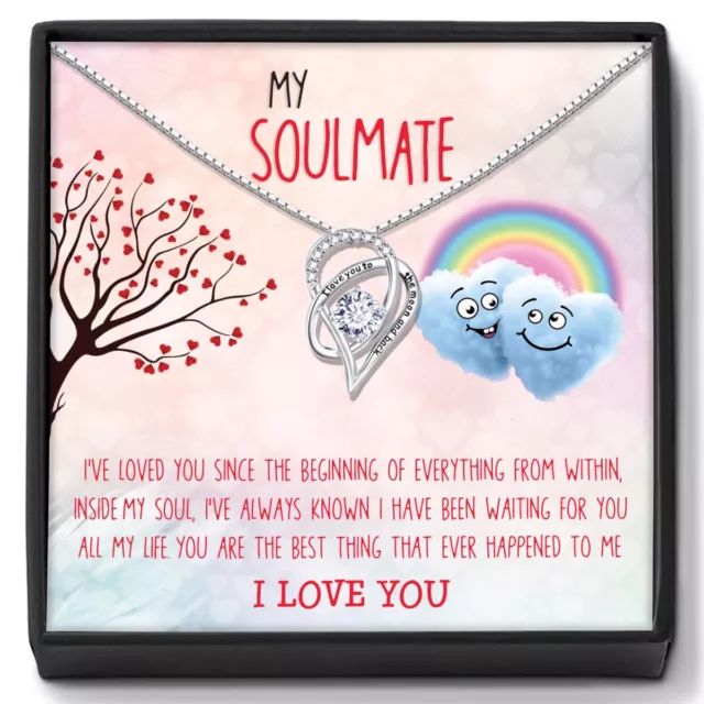 My Soulmate I Love You Heart Necklace Cute Valentines Day Gift for Her Birthday