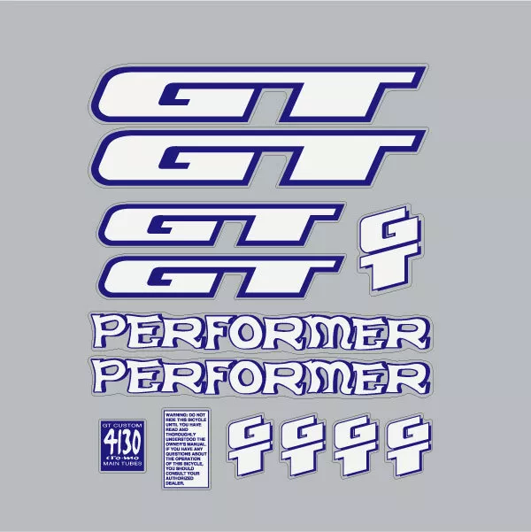 GT - 1996 Performer - for RED Splatter frame decal set - Old school bmx