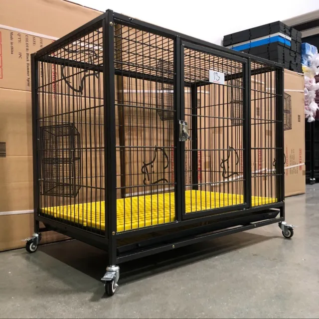 🟡Heavy duty comfy Dog Kennel Crate Cage With Plastic Floor, Tray & Casters 🐶🐶