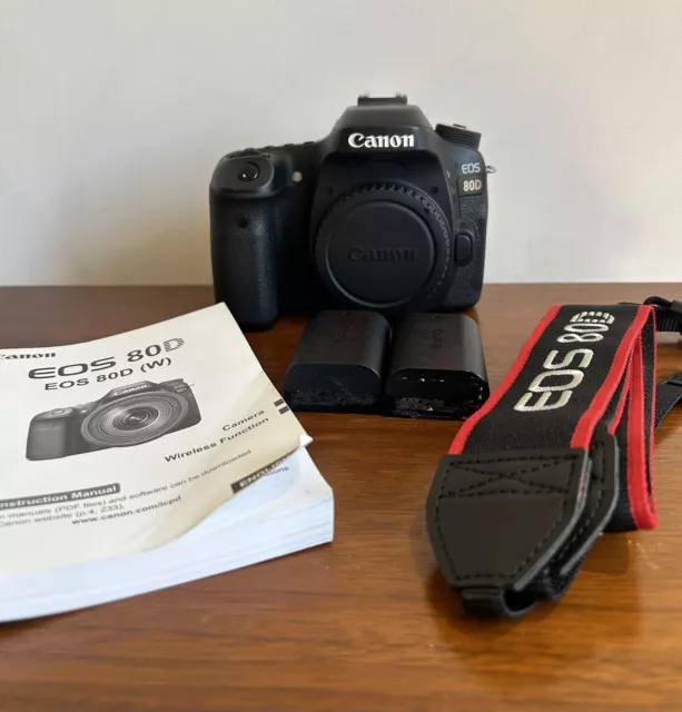 Canon EOS 80D 24.2MP Digital SLR Camera Body With 2 Batteries, Strap and Manual