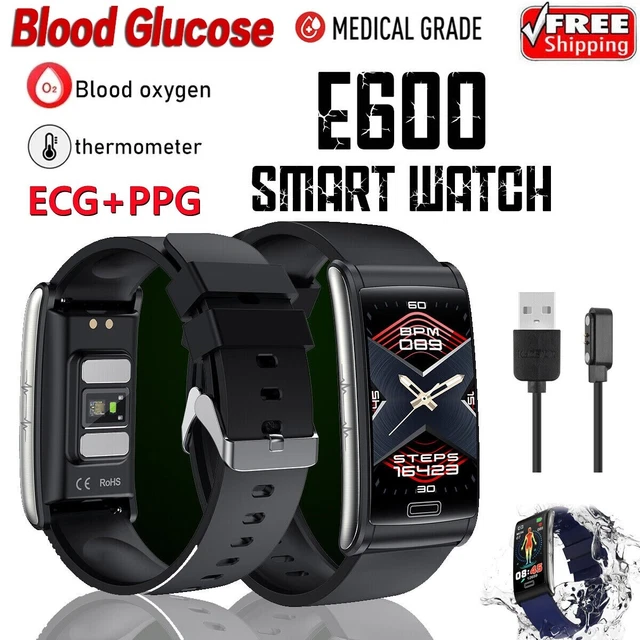 BLOOD GLUCOSE SUGAR Smart Watch Body Temperature ECG PPG Monitor