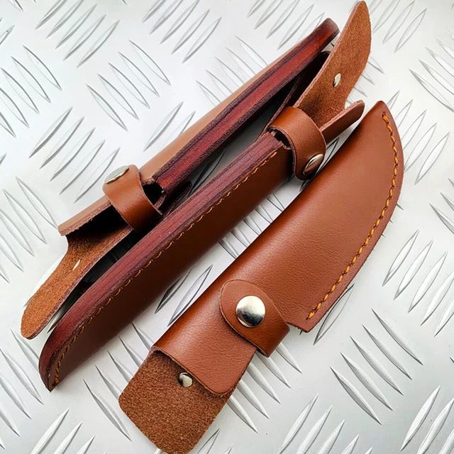1 X Panier Tissé Cuir Droit Couteau Étui Marron Pochette pour