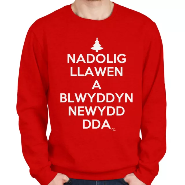 1Tee Mens Nadolig Llawen A Blwyddyn Newydd Dda Welsh Sweatshirt Jumper