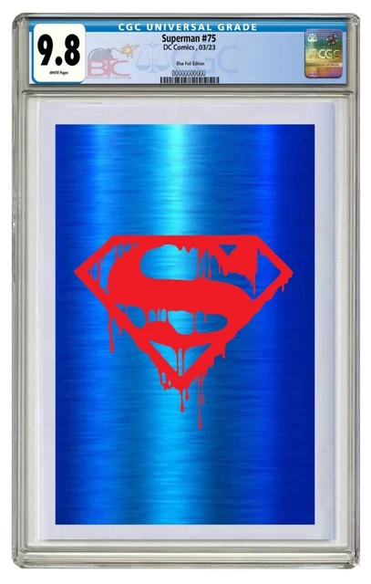 Superman # 75 CGC 9.8 Graded PREORDER MegaCon Bloody Logo Blue Foil Variant DC