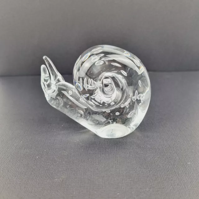 Hand Blown Art Glass Bullicante Paperweight Snail Hand Blown Bubbles