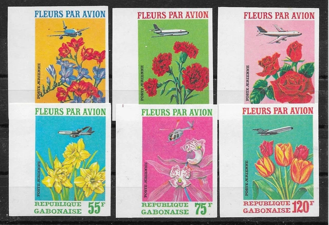 pa920 GABUN/ Blumen MiNr 430 A-F ** UNGEZÄHNT