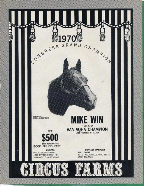 Magazine Ad - 1971 - Circus Horse Farms, Springfiled, OH - MIKE WIN