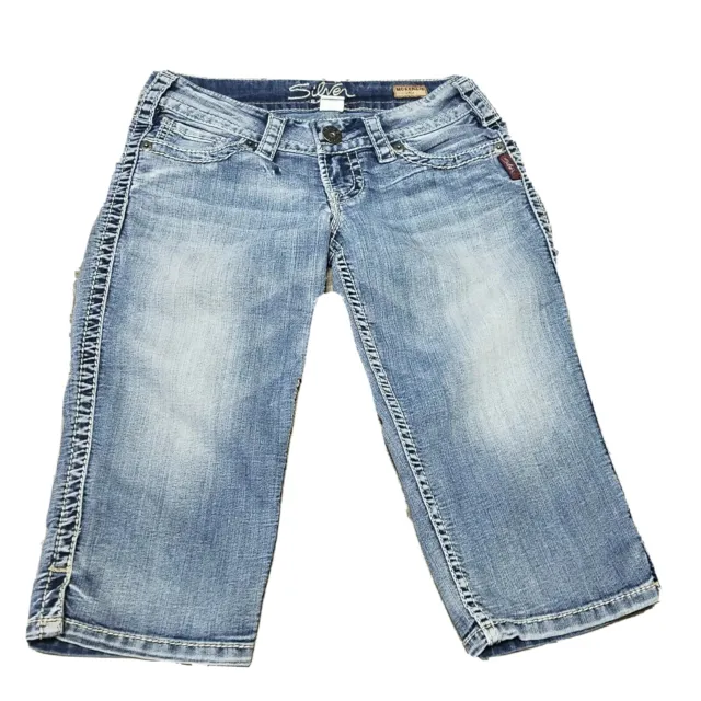Silver McKenzie Crop Capri Jeans Light Wash Denim Cropped Bottoms Pants Size 26